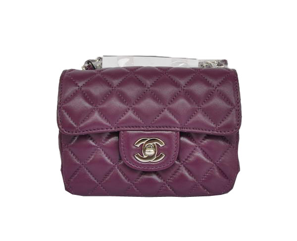 7A Replica Cheap Chanel Classic mini Flap Bag 1115 Purple Sheepskin Silver Hardware
